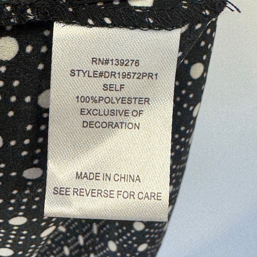 DR2 by Daniel Rainn Polka Dot V-Neck Blouse Black White Small DR19572PR1 Office - Picture 7 of 8